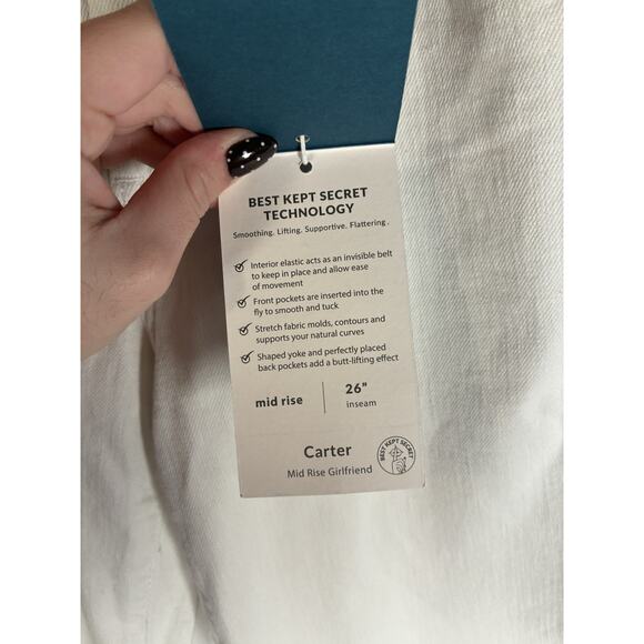 Jag Jeans Carter Mid Rise Girlfriend Size 0 White J2967CBD618 NWT NEW Stretch - Picture 4 of 9